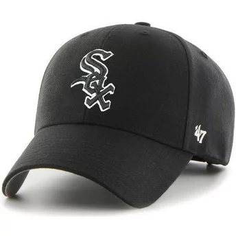 Casquette courbée noire avec logo noir et blanc snapback avec logo noire Chicago White Sox MLB MVP 47 Brand