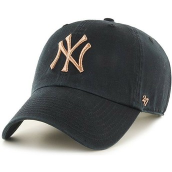 Casquette courbée noire avec logo bronze New York Yankees MLB Clean Up Metallic 47 Brand