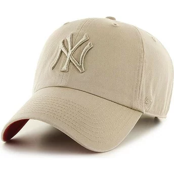 Casquette courbée beige avec logo beige New York Yankees MLB Clean Up 47 Brand