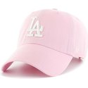 casquette-courbee-rose-avec-logo-blanc-los-angeles-dodgers-mlb-clean-up-47-brand
