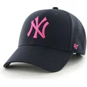 casquette-courbee-bleue-marine-avec-logo-rose-new-york-yankees-mlb-mvp-47-brand