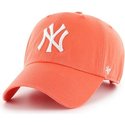 casquette-courbee-orange-pamplemousse-new-york-yankees-mlb-clean-up-47-brand