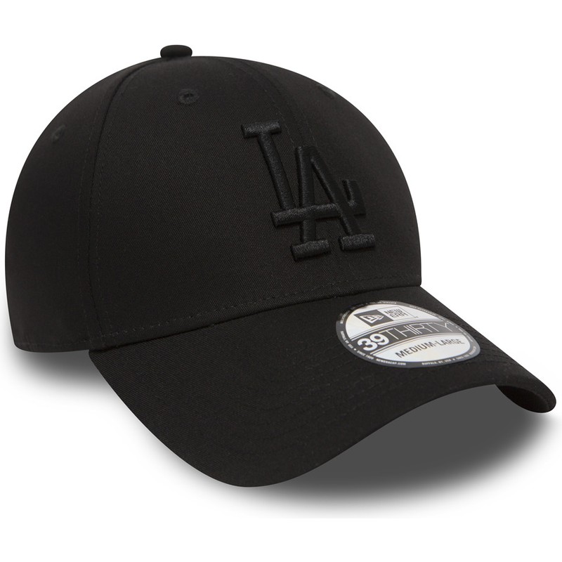 casquette-courbee-noire-ajustee-avec-logo-noir-39thirty-essential-los-angeles-dodgers-mlb-new-era