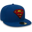 casquette-plate-bleue-ajustee-59fifty-superman-character-essential-warner-bros-new-era