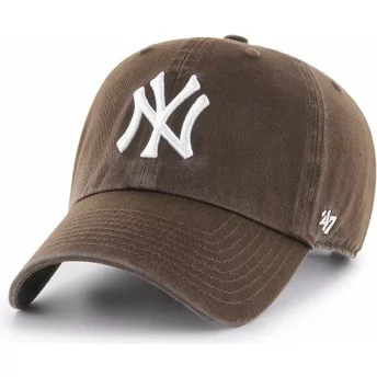 Casquette courbée marron sombre New York Yankees MLB Clean Up 47 Brand