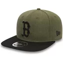 casquette-plate-verte-snapback-avec-logo-et-visiere-noire-9fifty-seasonal-heather-boston-red-sox-mlb-new-era