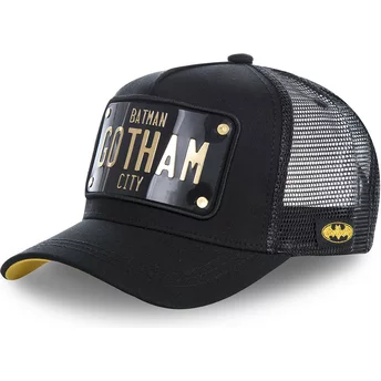 Casquette trucker noire avec plaque Batman Gotham City BATP1 DC Comics Capslab
