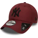 casquette-courbee-grenat-ajustable-avec-logo-noir-9forty-ripstop-new-york-yankees-mlb-new-era