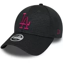 casquette-courbee-grise-ajustable-avec-logo-rose-9forty-essential-pull-los-angeles-dodgers-mlb-new-era