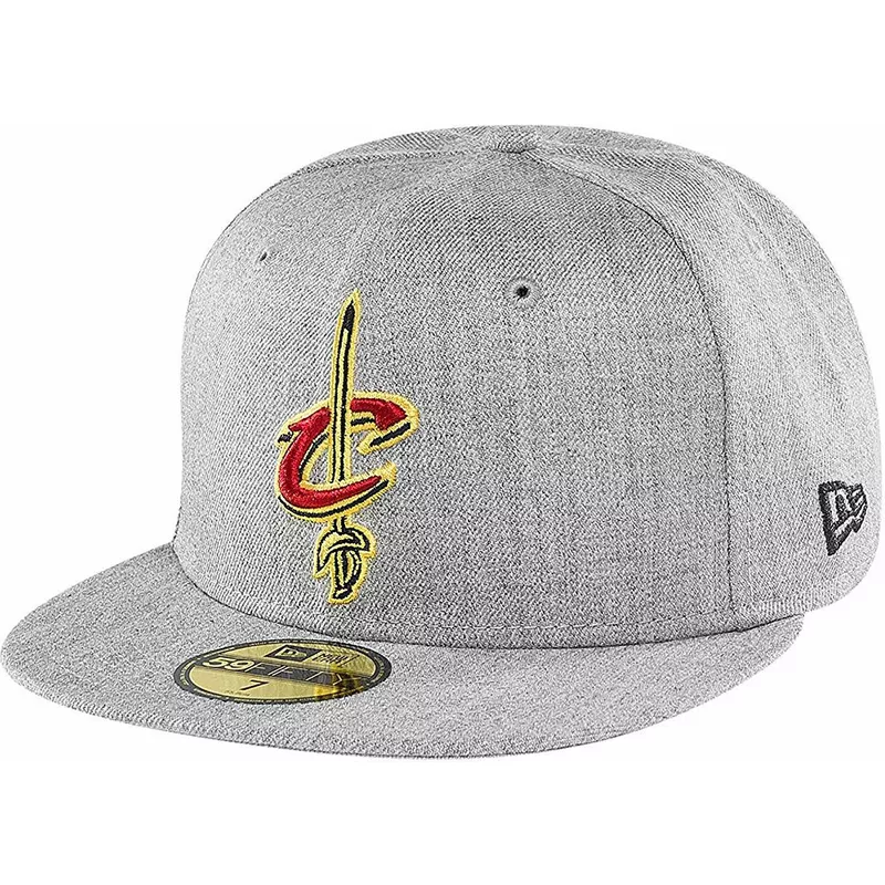 casquette-plate-grise-ajustee-59fifty-heather-cleveland-cavaliers-nba-new-era