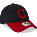 casquette-courbee-bleue-marine-et-rouge-ajustable-9forty-the-league-cleveland-indians-mlb-new-era