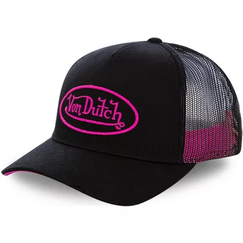 Casquette trucker noire avec logo rose NEO PIN Von Dutch