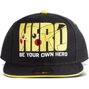 casquette-plate-noire-snapback-pikachu-be-your-own-hero-olympics-pokemon-difuzed