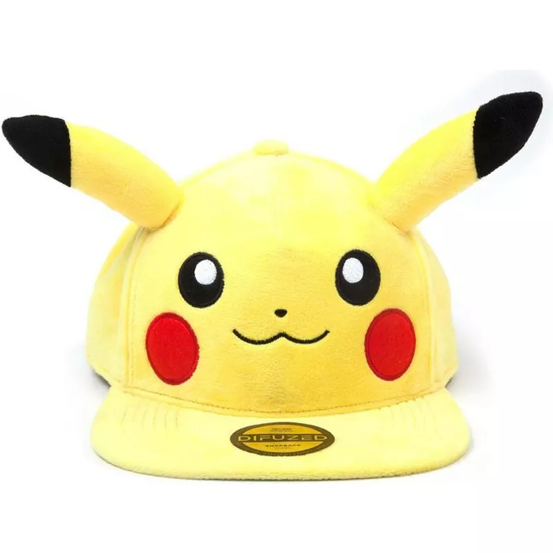 casquette-plate-jaune-snapback-pikachu-plush-pokemon-difuzed