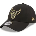 casquette-courbee-noire-snapback-9forty-black-and-gold-chicago-bulls-nba-new-era