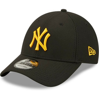 Casquette courbée noire ajustable avec logo orange 9FORTY Diamond Era New York Yankees MLB New Era