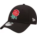 casquette-courbee-noire-ajustable-9forty-cotton-england-rugby-rfu-new-era
