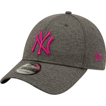Casquette courbée grise ajustable avec logo rose 9FORTY Shadow Tech New York Yankees MLB New Era