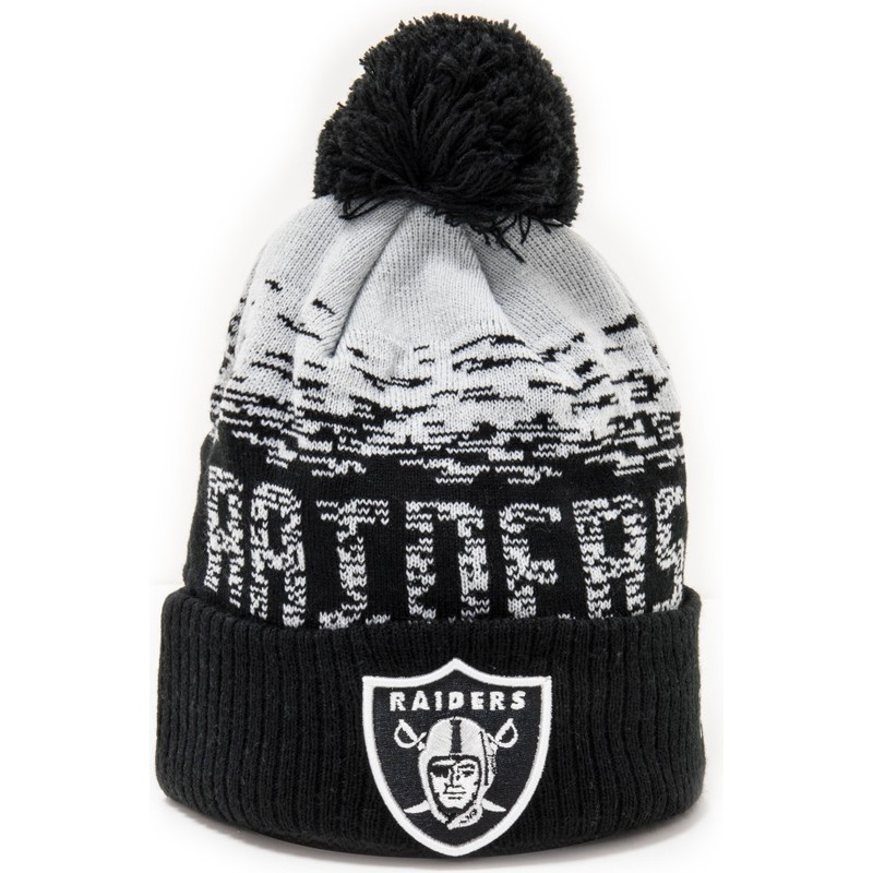 bonnet-noir-avec-pompom-sport-cuff-las-vegas-raiders-nfl-new-era
