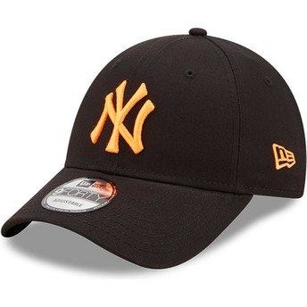 Casquette courbée noire ajustable avec logo orange 9FORTY Neon Pack New York Yankees MLB New Era