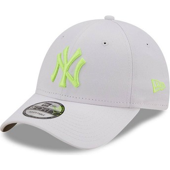 Casquette courbée grise ajustable avec logo vert 9FORTY Neon Pack New York Yankees MLB New Era