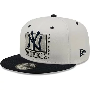 Casquette plate blanche et noire snapback 9FIFTY White Crown New York Yankees MLB New Era