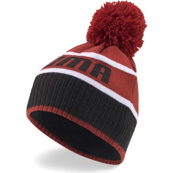 Bonnet rouge et noir avec pompom Puma