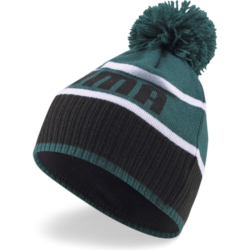bonnet-vert-et-noir-avec-pompom-puma