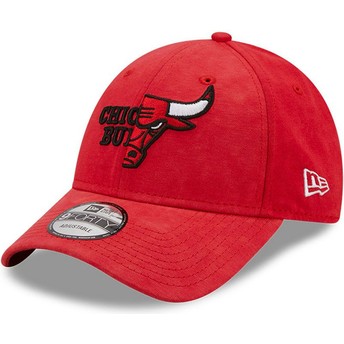 Casquette courbée rouge ajustable 9FORTY Washed Pack Split Logo Chicago Bulls NBA New Era