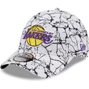 casquette-courbee-blanche-ajustable-9forty-marble-los-angeles-lakers-nba-new-era