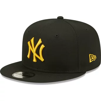 Casquette plate noire snapback avec logo jaune 9FIFTY League Essential New York Yankees MLB New Era