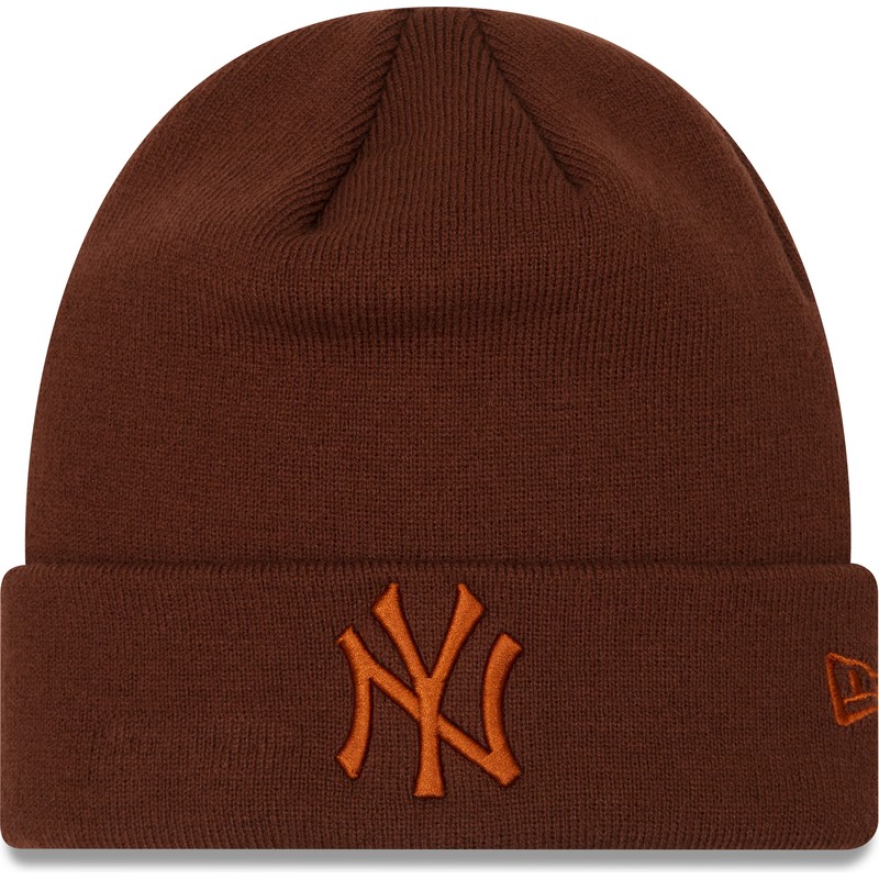 bonnet-marron-avec-logo-marron-league-essential-cuff-new-york-yankees-mlb-new-era