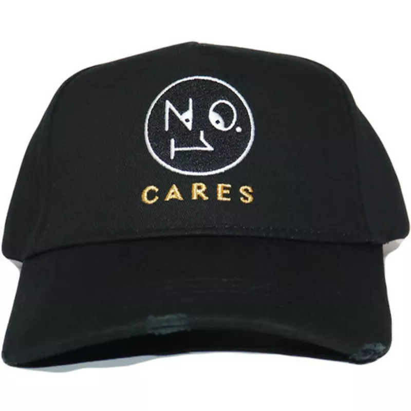 casquette-courbee-noire-ajustable-no1-cares-distressed-black-gold-logo-the-no1-face