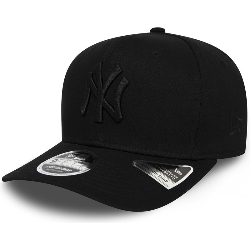 casquette-courbee-noire-snapback-avec-logo-noir-9fifty-tonal-stretch-snap-new-york-yankees-mlb-new-era