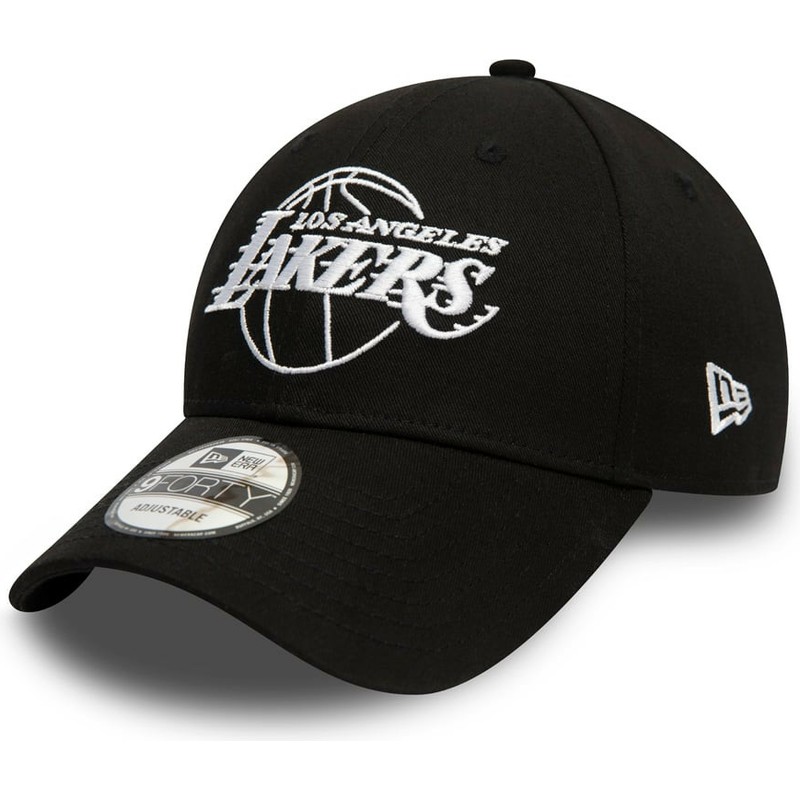 casquette-courbee-noire-ajustable-9forty-essential-outline-los-angeles-lakers-nba-new-era
