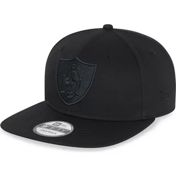 Casquette plate noire snapback avec logo noir 9FIFTY Las Vegas Raiders NFL New Era