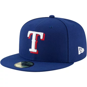 Casquette plate bleue ajustée 59FIFTY Authentic On Field Texas Rangers MLB New Era