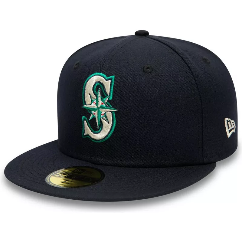 casquette-plate-bleue-marine-ajustee-59fifty-authentic-on-field-seattle-mariners-mlb-new-era