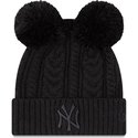 bonnet-noir-avec-pompom-avec-logo-noir-pour-femme-cuff-double-new-york-yankees-mlb-new-era