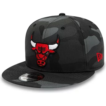 Casquette plate camouflage noire snapback 9FIFTY Team Chicago Bulls NBA New Era