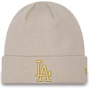 bonnet-beige-pour-femme-avec-logo-dore-cuff-metallic-los-angeles-dodgers-mlb-new-era