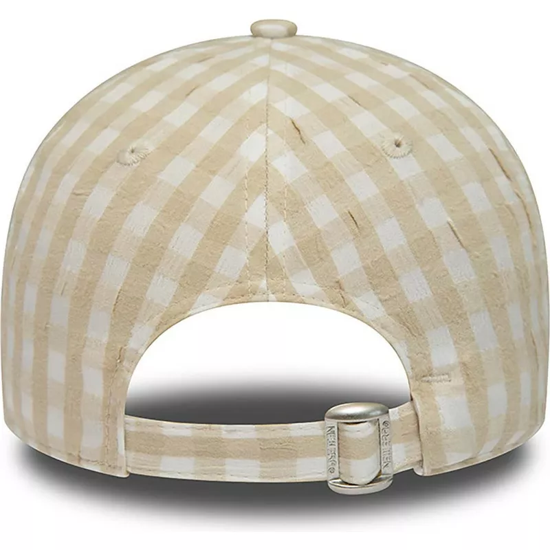 casquette-courbee-beige-ajustable-pour-femme-9forty-gingham-new-york-yankees-mlb-new-era