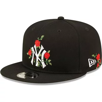 Casquette plate noire snapback 9FIFTY Flower New York Yankees MLB New Era