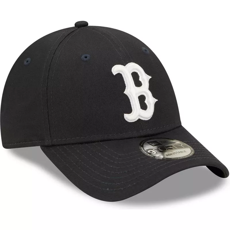 casquette-courbee-bleue-marine-ajustable-avec-logo-blanc-9forty-league-essential-boston-red-sox-mlb-new-era