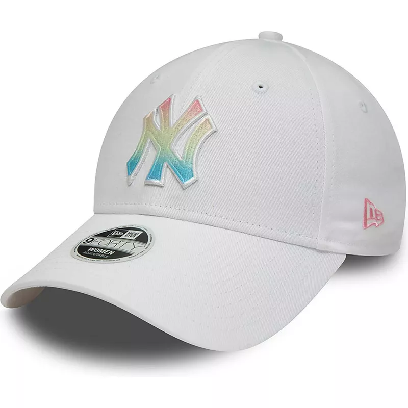 casquette-courbee-blanche-ajustable-pour-femme-con-logo-multicolore-9forty-ombre-infill-new-york-yankees-mlb-new-era