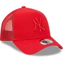 casquette-trucker-rouge-avec-logo-rouge-a-frame-tonal-mesh-new-york-yankees-mlb-new-era