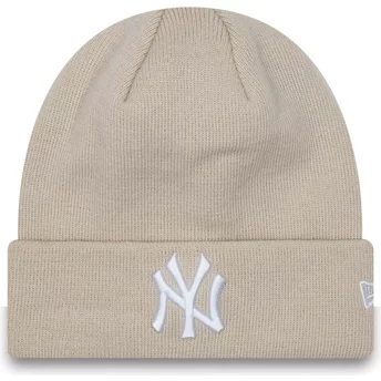 Bonnet beige pour femme Cuff League Essential New York Yankees MLB New Era