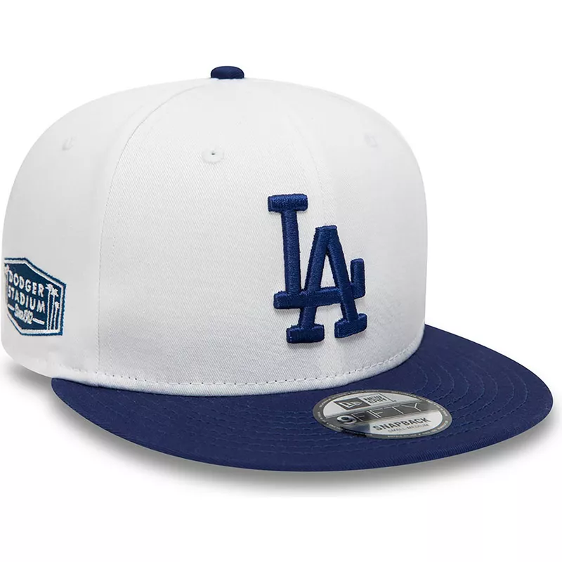 casquette-plate-blanche-et-bleue-snapback-9fifty-crown-patches-los-angeles-dodgers-mlb-new-era