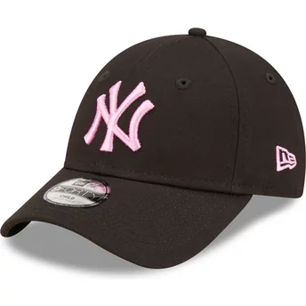 Casquette courbée noire ajustable avec logo rose pour enfant 9FORTY League Essential New York Yankees MLB New Era