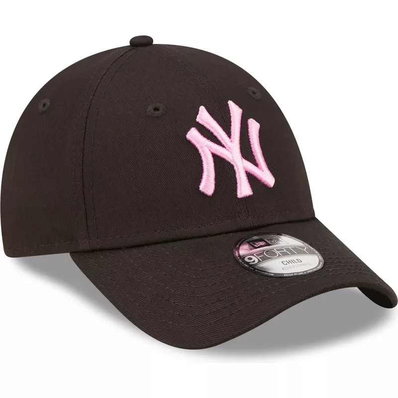 casquette-courbee-noire-ajustable-avec-logo-rose-pour-enfant-9forty-league-essential-new-york-yankees-mlb-new-era